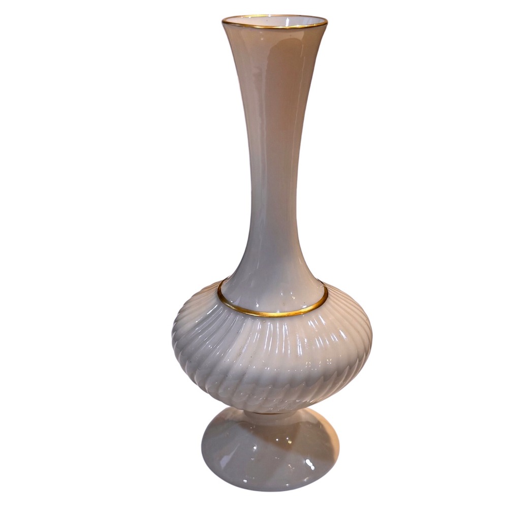 VTG Lenox Bud Vase Ivory Cream Porcelain Gold Trim Small Elegant Accent‎